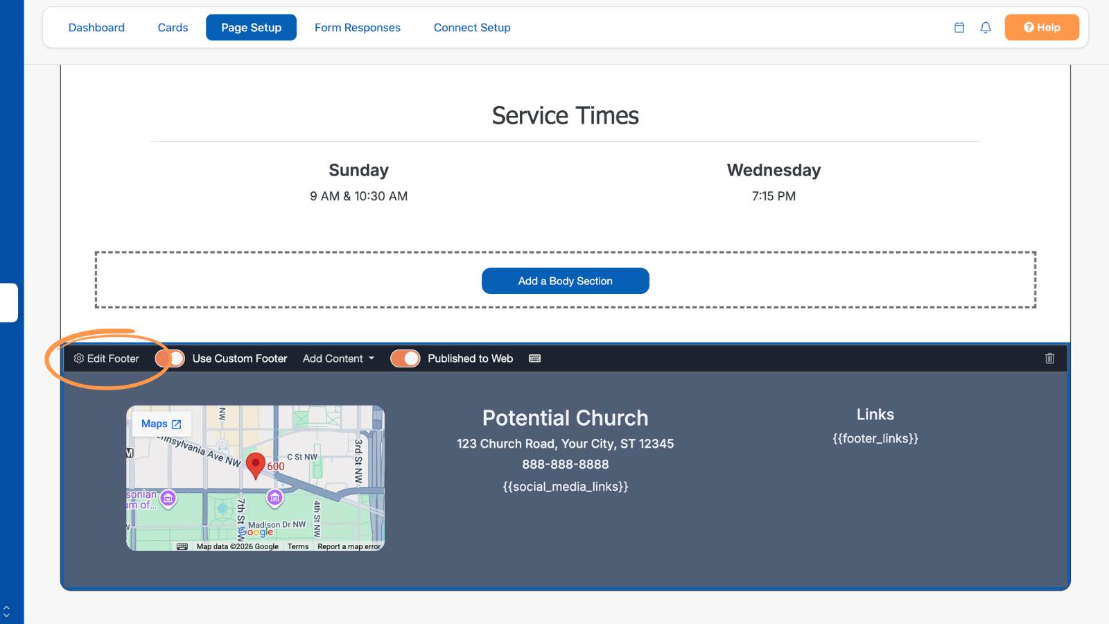 How to Build a Church Website Footer Edit