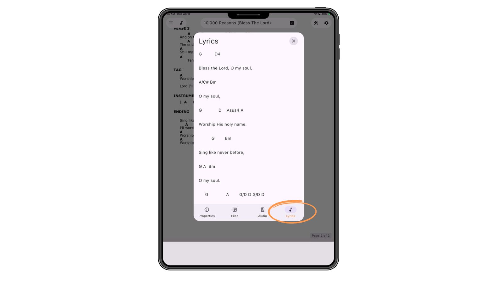 Support Worship Scheduling App Songs 6