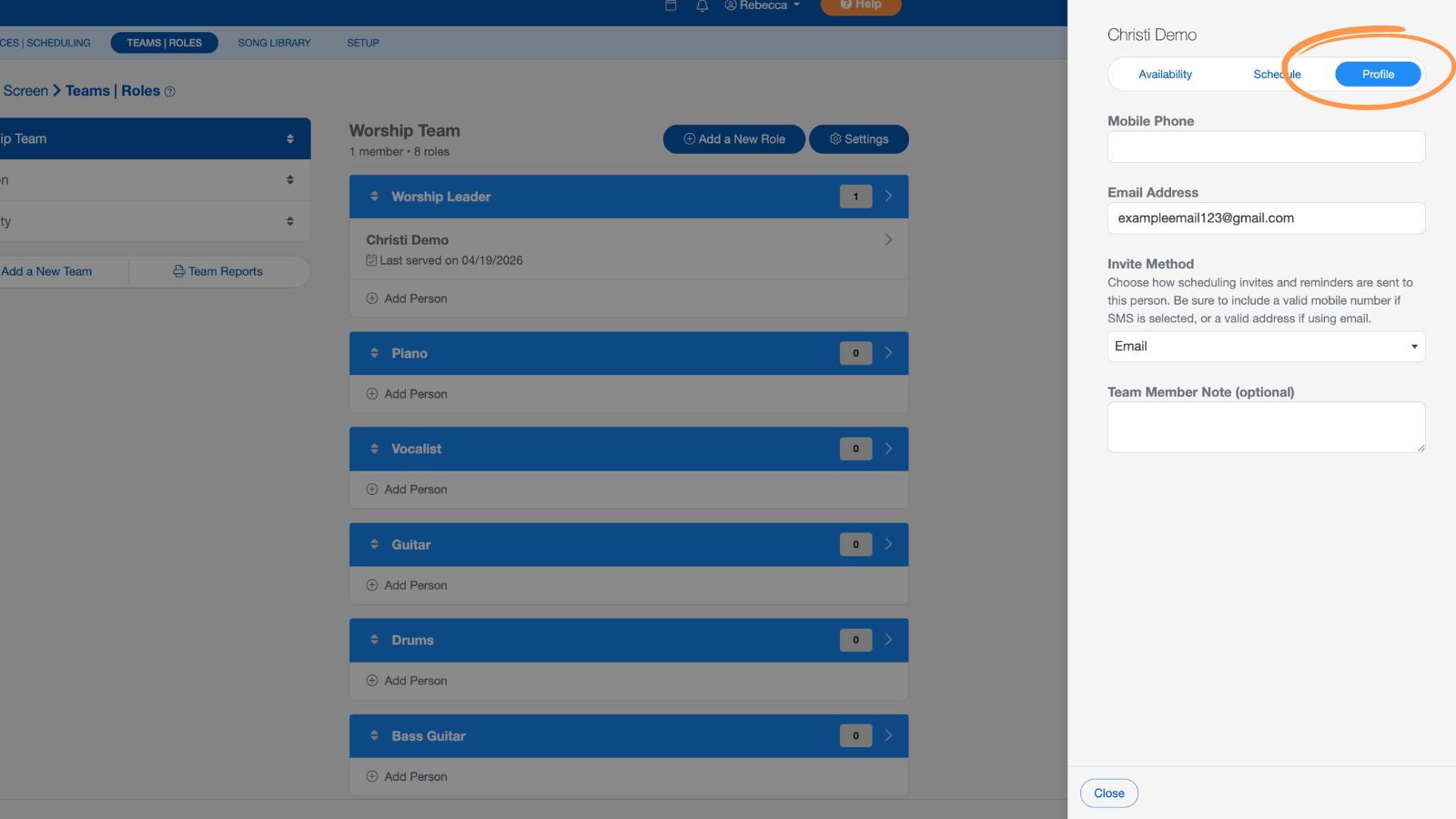 Support Worship and Scheduling Managing Team Members 5
