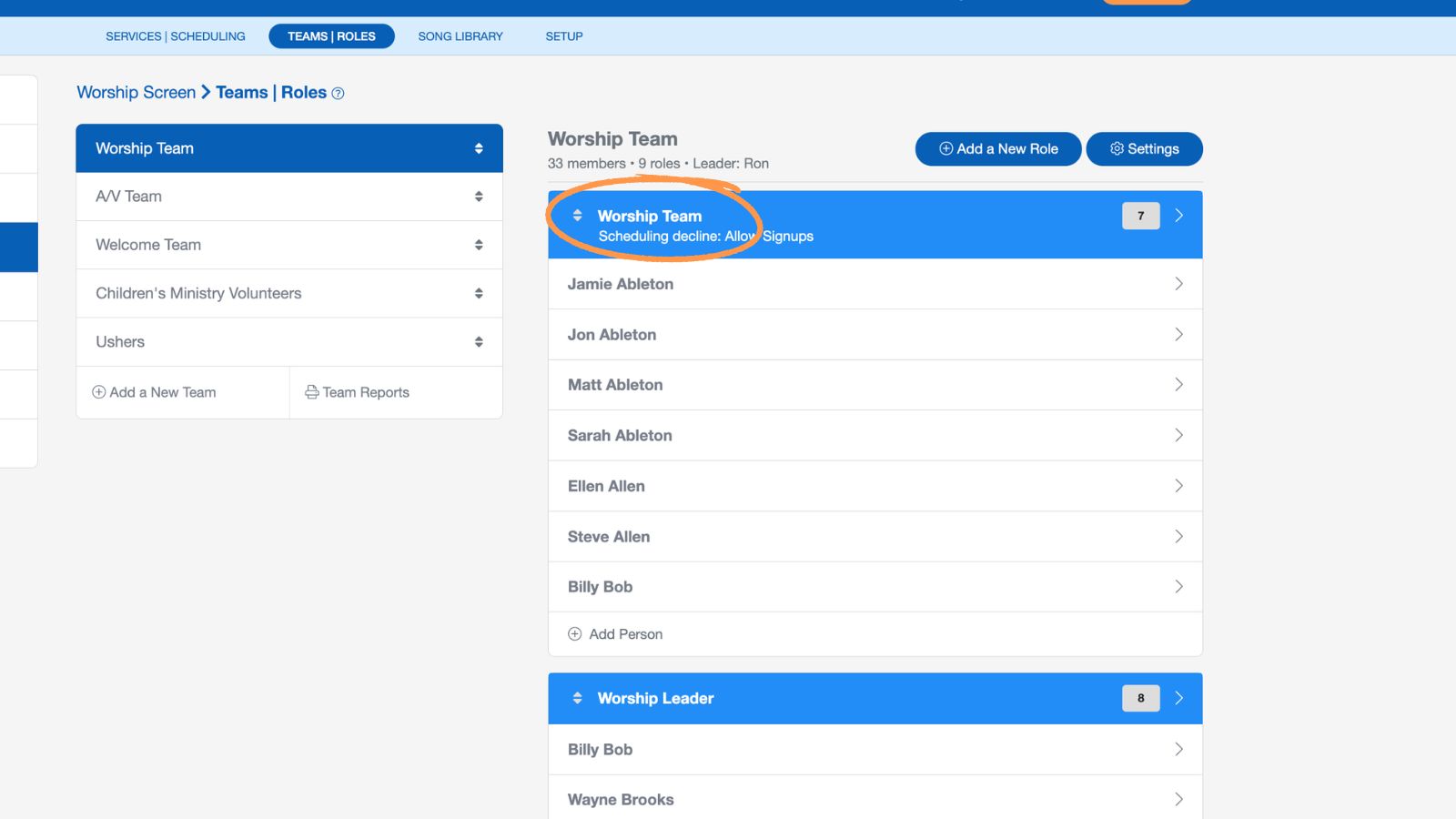 Support Worship Scheduling Teams and Roles Add New Person 4