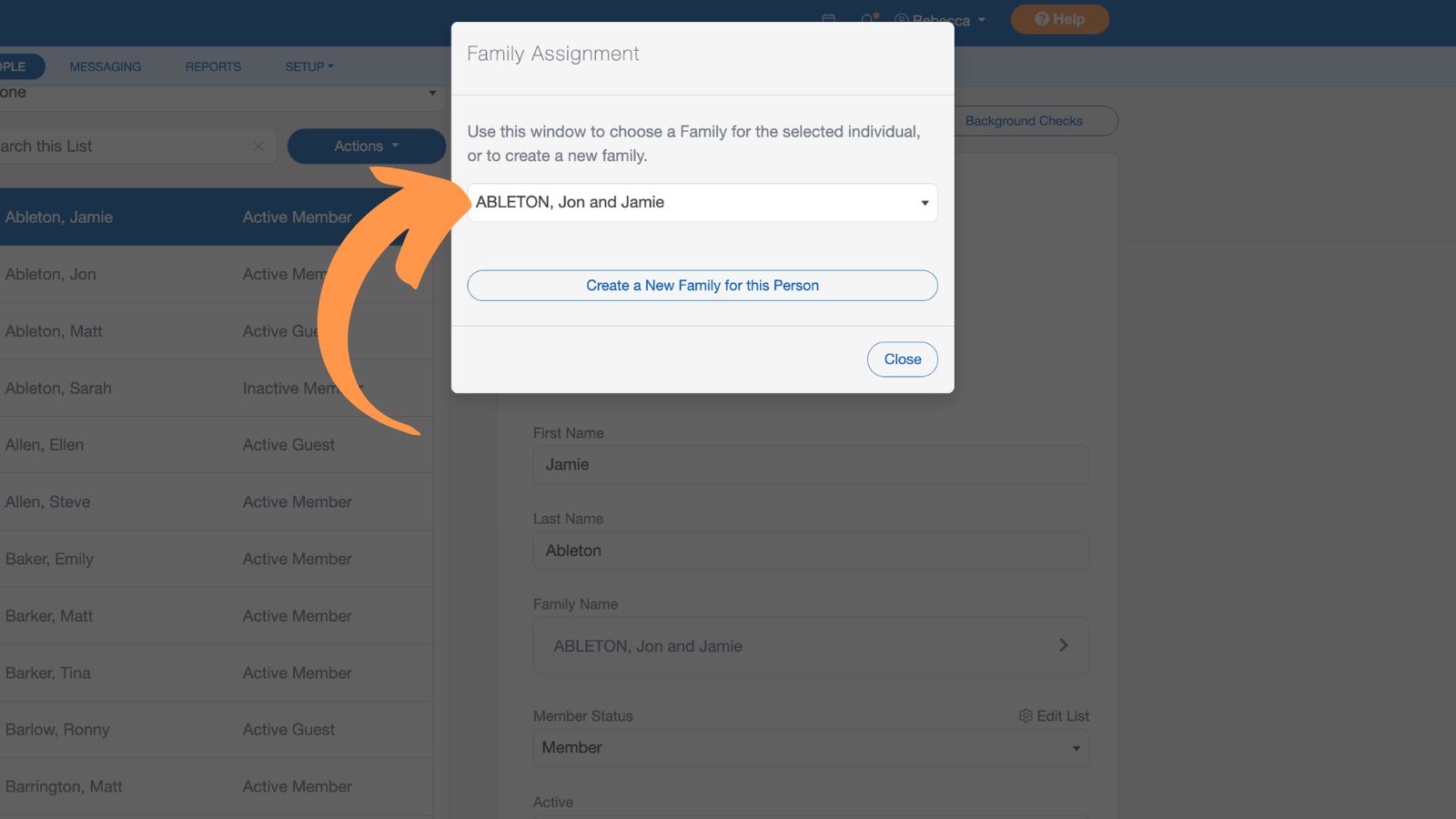 Support People Family Assignments Family Name