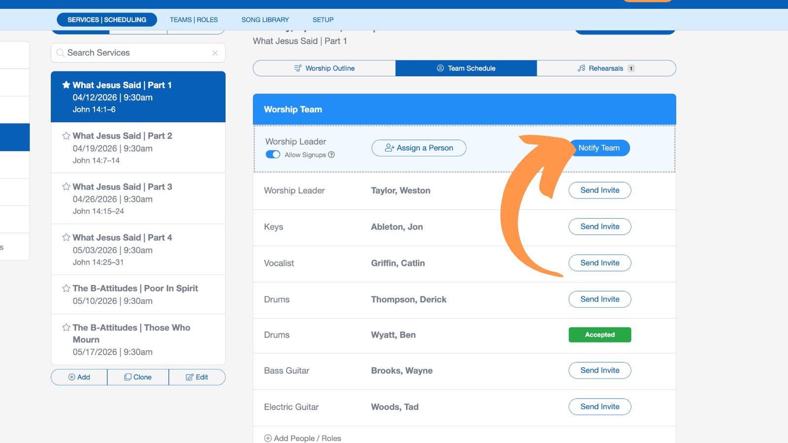 Support Worship Scheduling Scheduling Volunteers Add 6