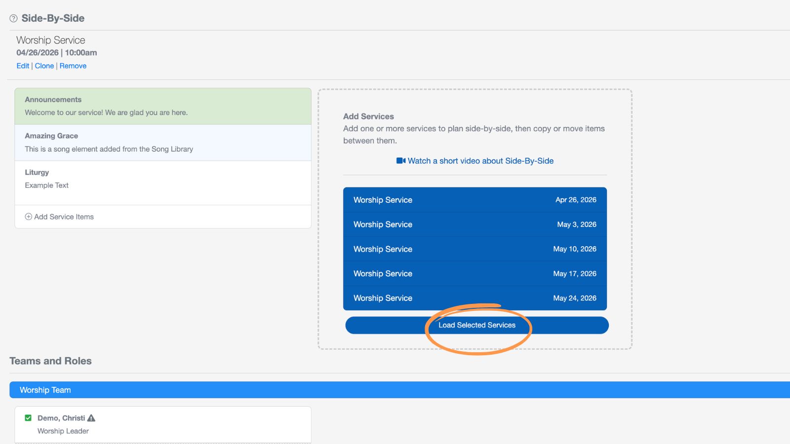 Support Worship and Scheduling Side by Side Service 2