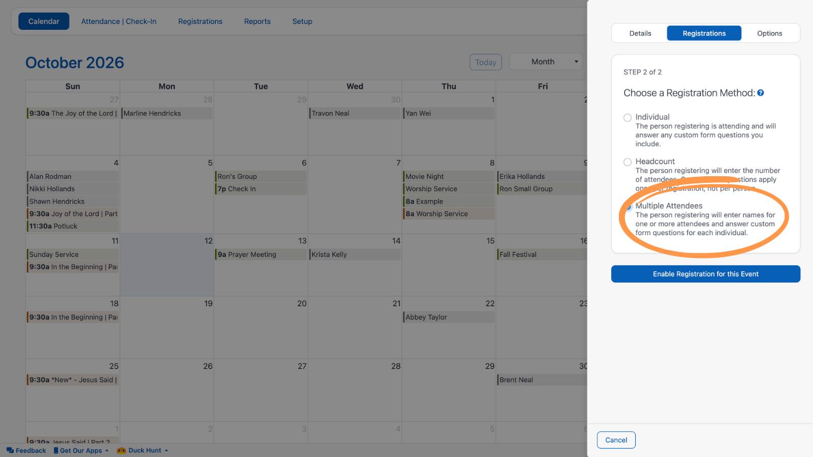 Creating New Registrations Multiple Attendees