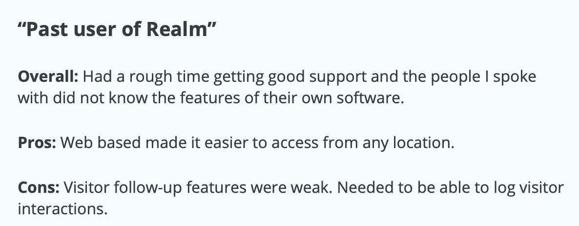 Past Realm user review on Capterra
