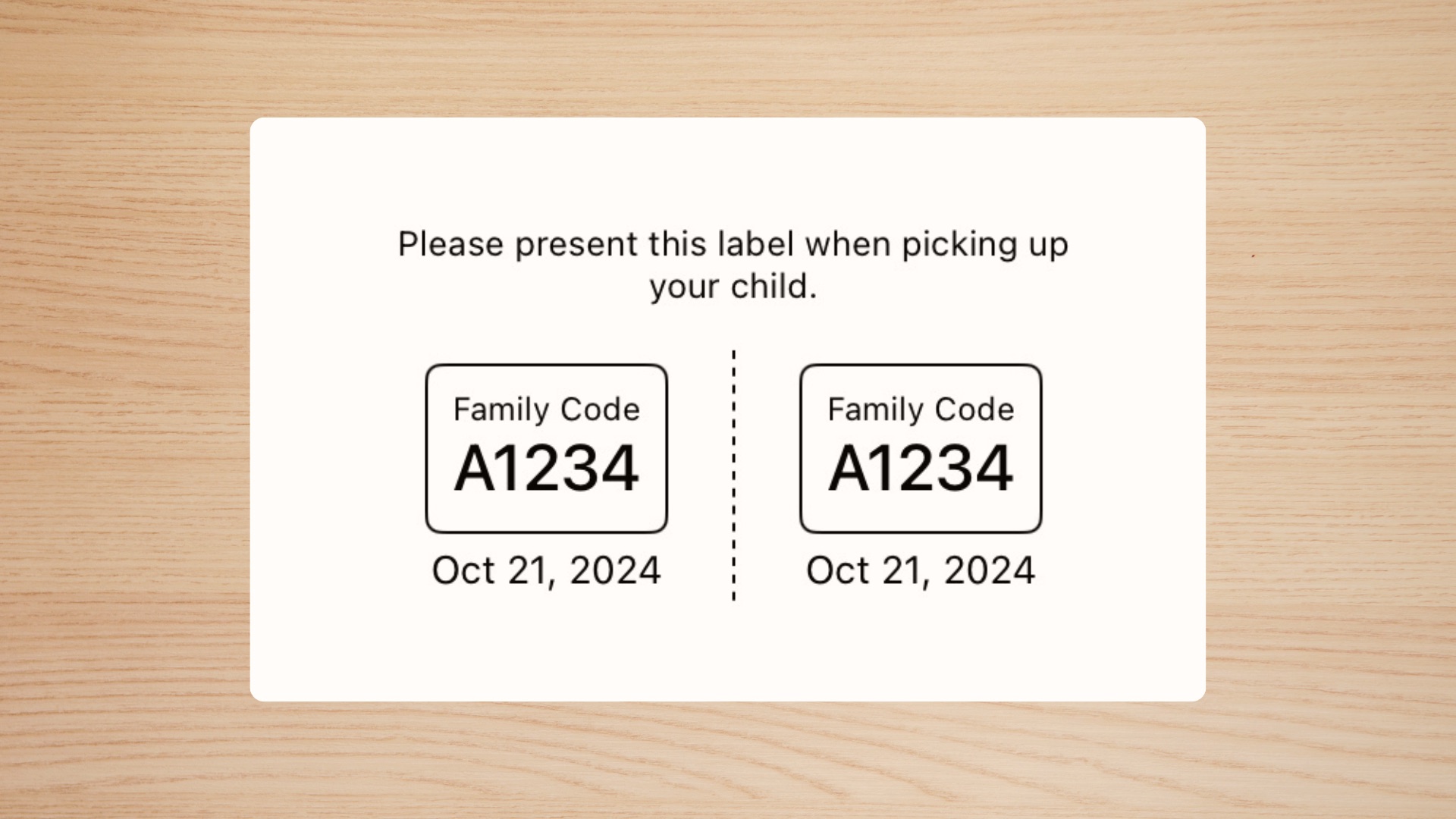 Child check-in label