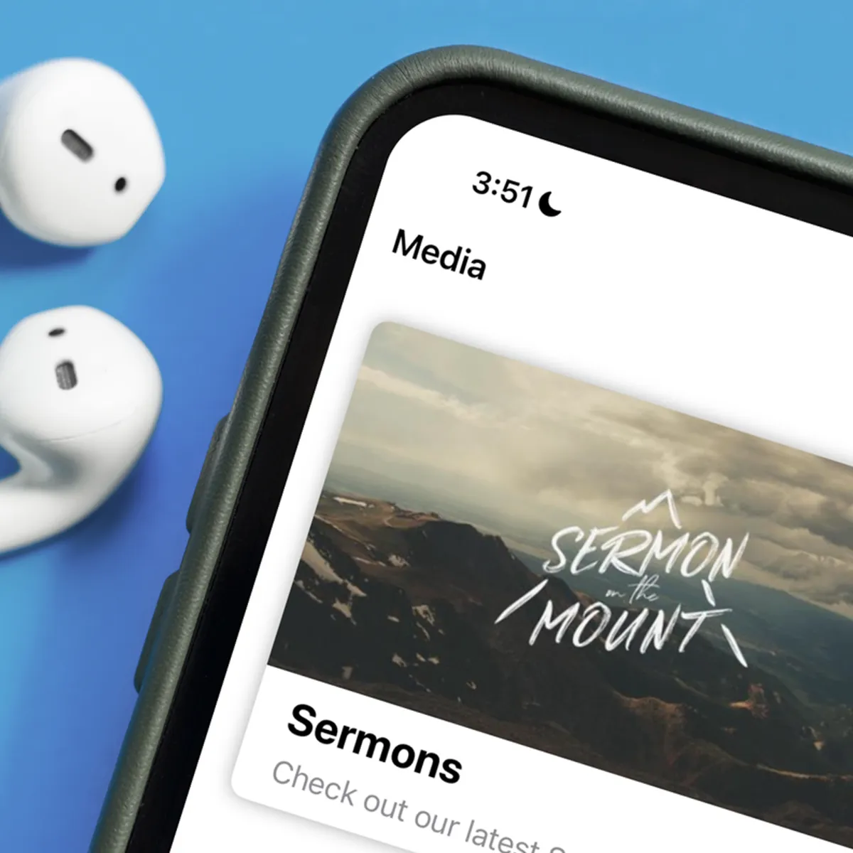Sermons screen with sermon series