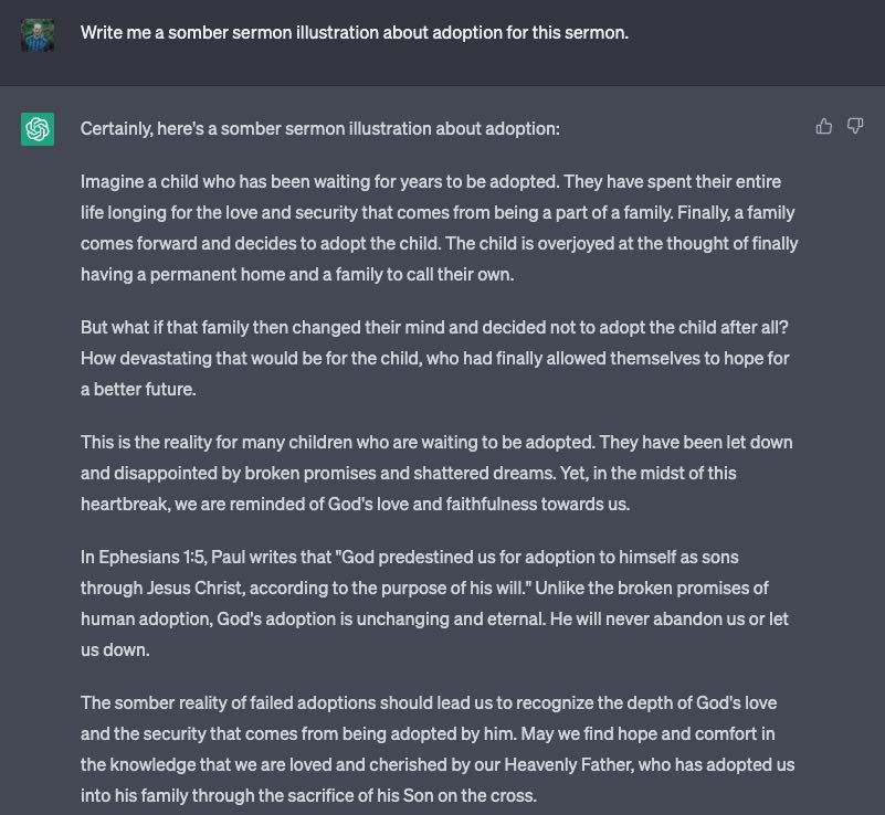 Chat GPT can create engaging sermon illustrations for you quickly