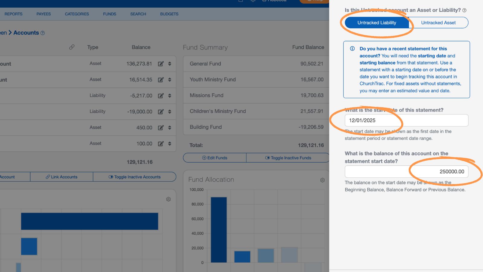 Church Accounting Untracked Accounts