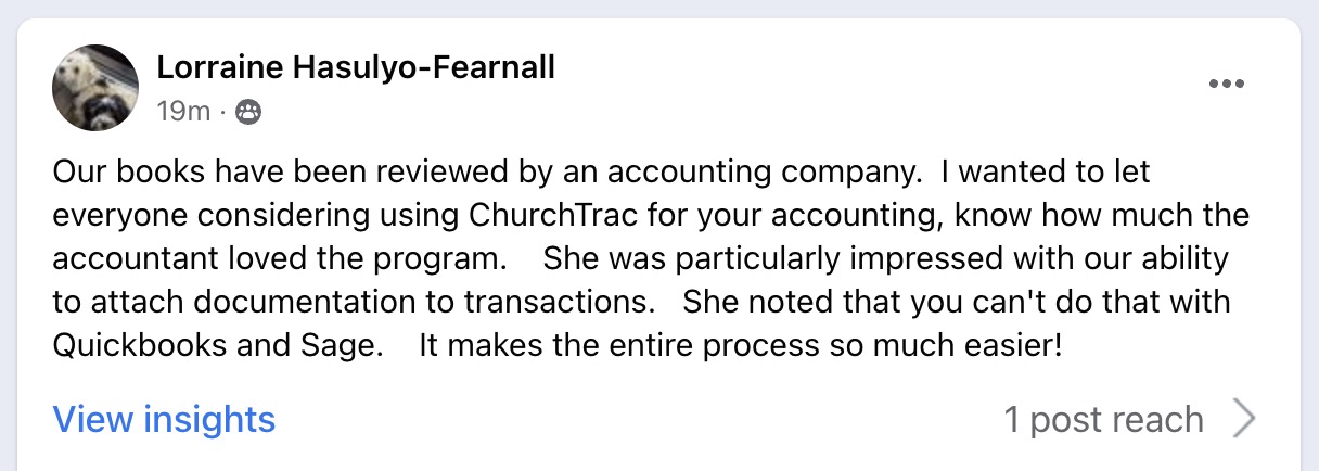 ChurchTrac is rated the most user-friendly bookkeeping software for churches by Capterra