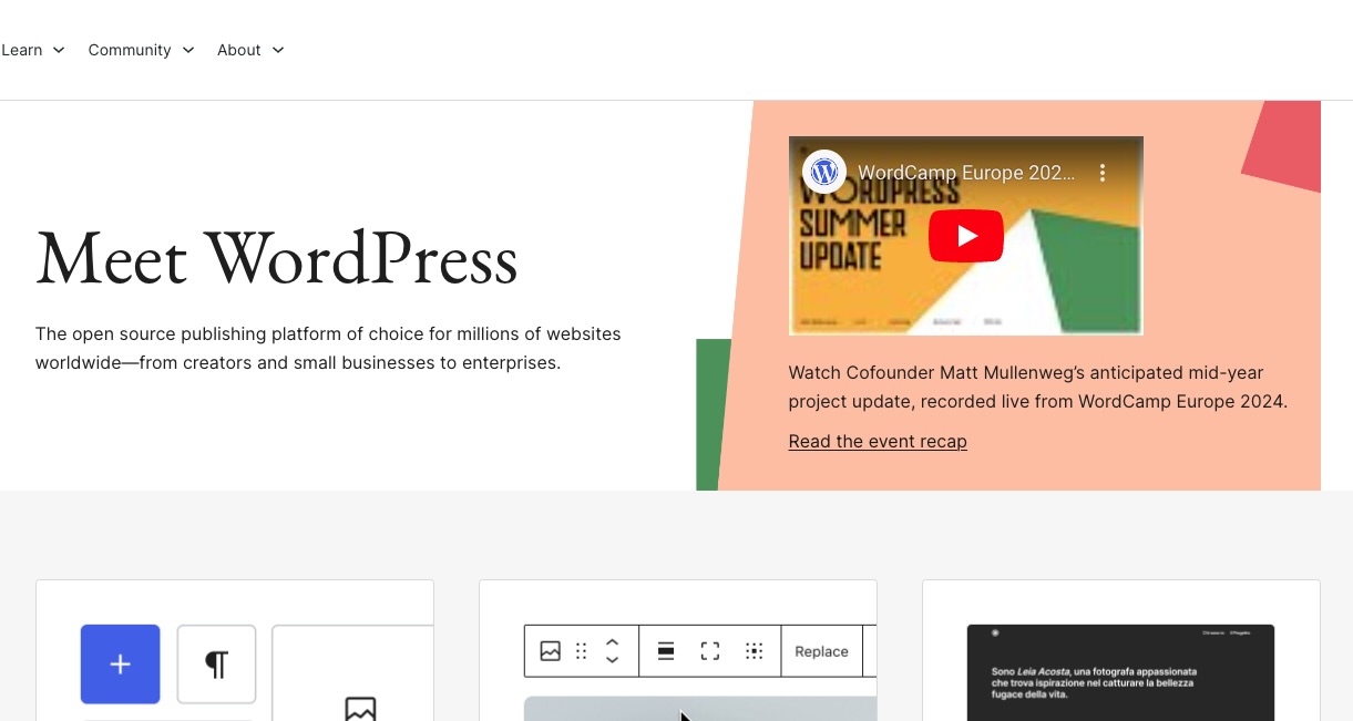 Wordpress.org is the best customizeable church website builder