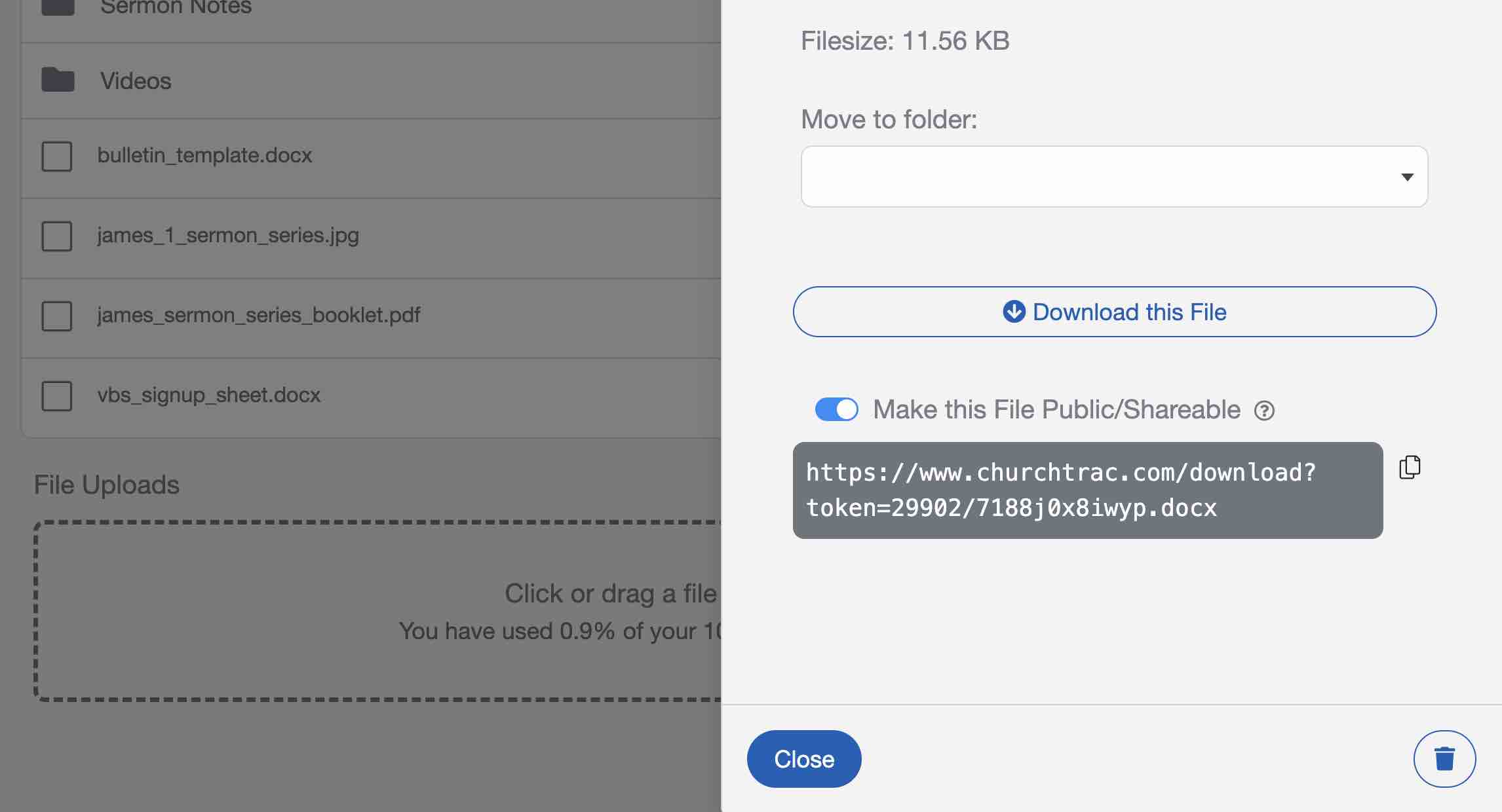 Cloud storage for churches share