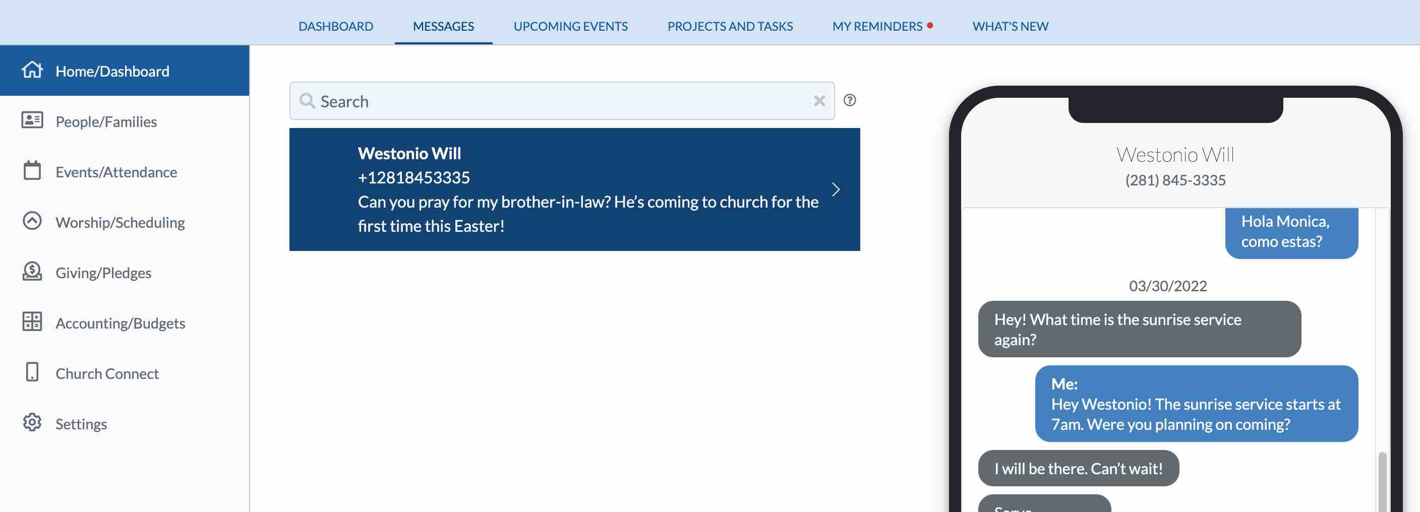 Text your church for free software