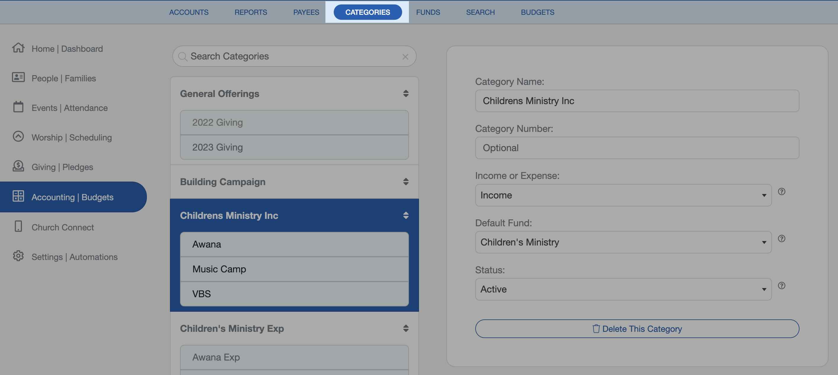 Creating a Church Budget in ChurchTrac