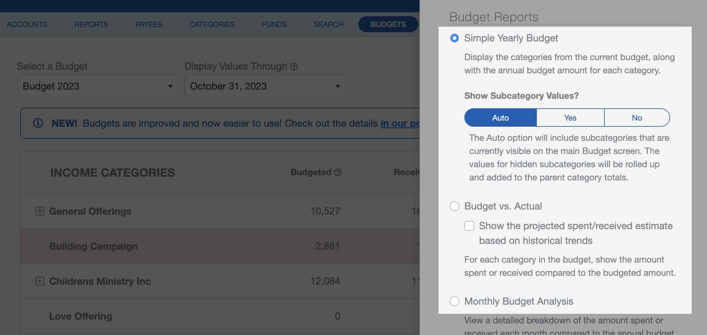 Creating a Church Budget in ChurchTrac