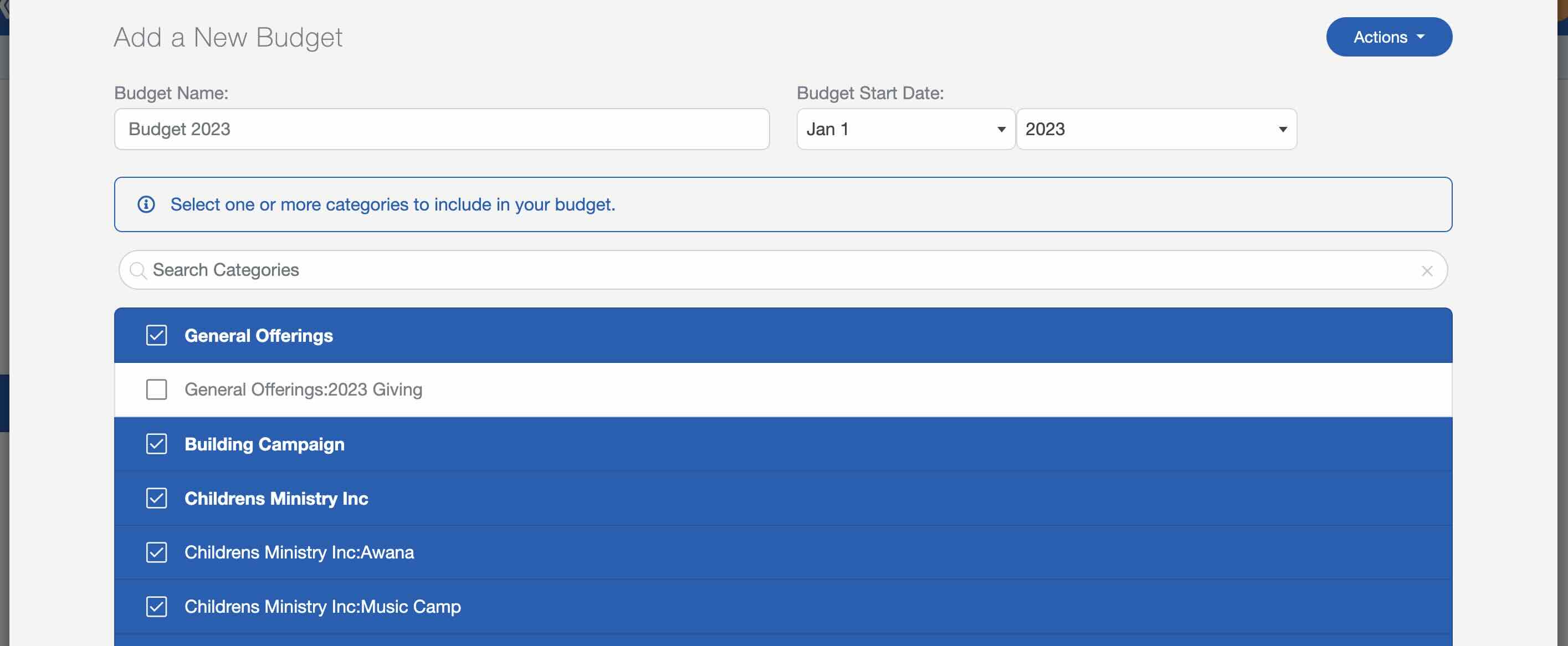 Creating a Church Budget in ChurchTrac