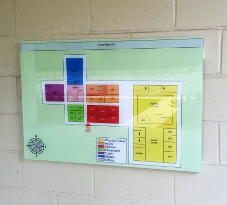Church Building Map on wall