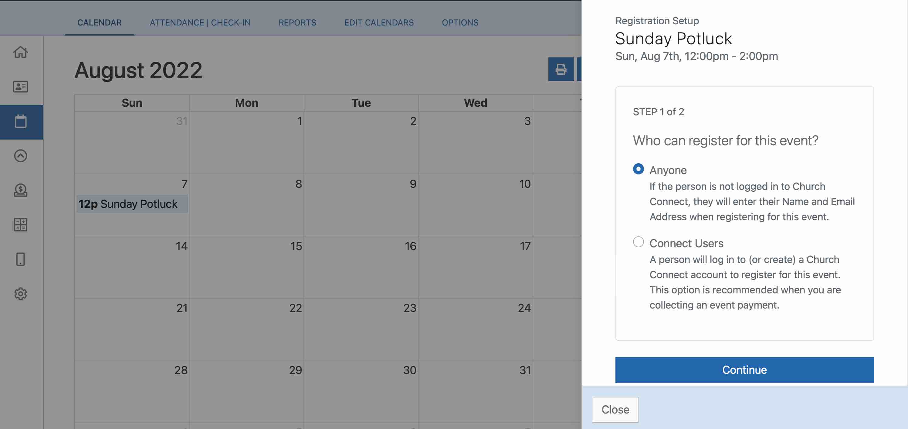 Church Registrations UI