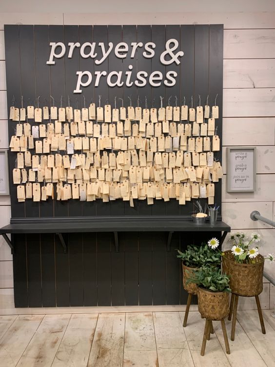 A prayer wall can add a beautiful decorative touch to your welcome area