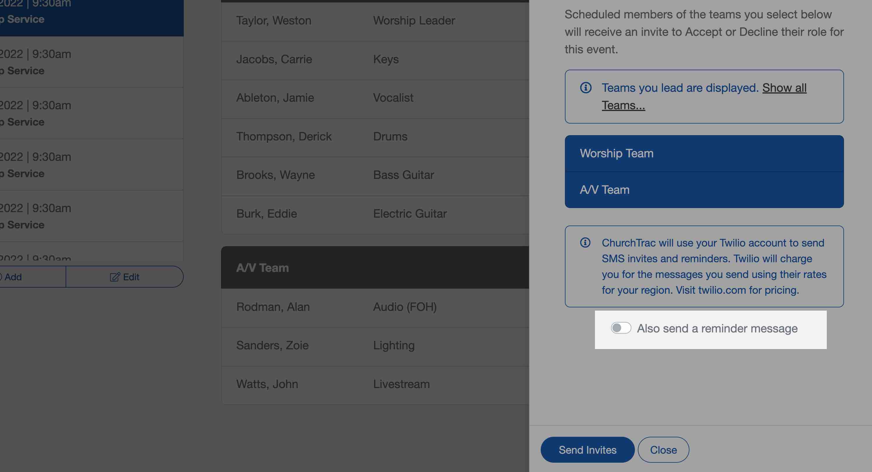 Scheduling Volunteers Church