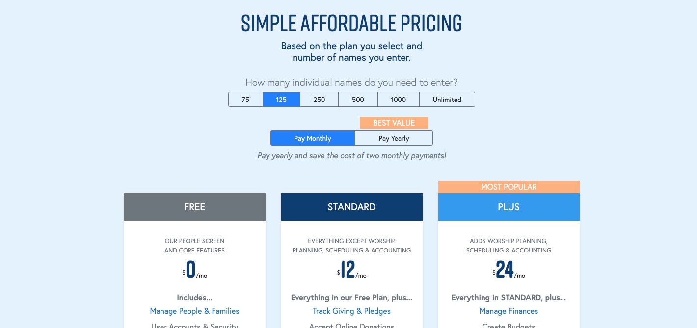 ChurchTrac is more affordable than Text in Church