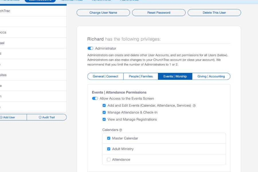 Church Software User Permissions