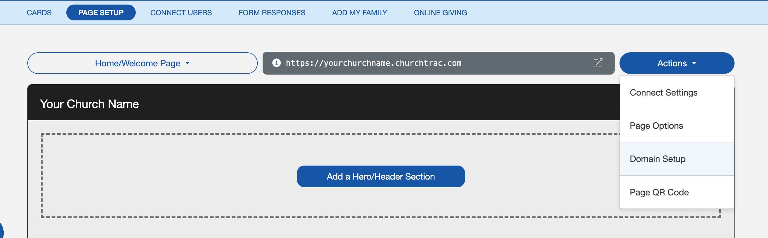 Use your church domain with Church Connect