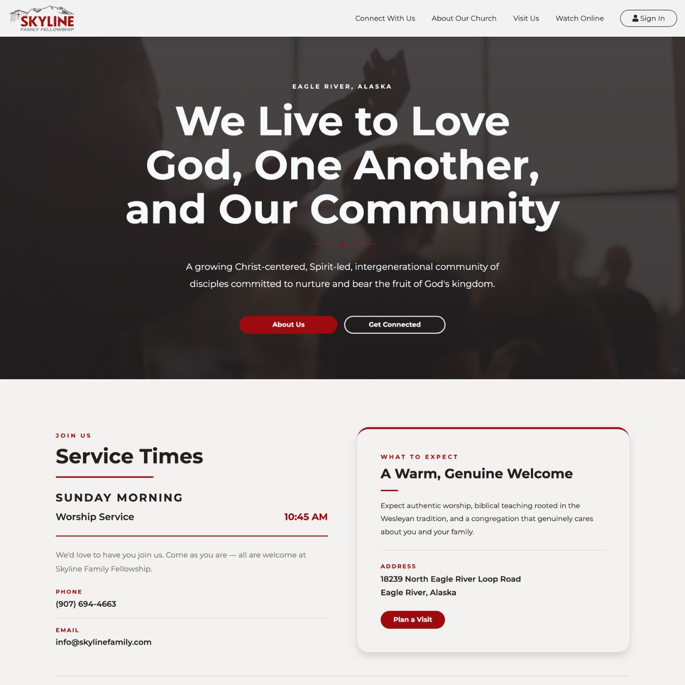 Church website example eight