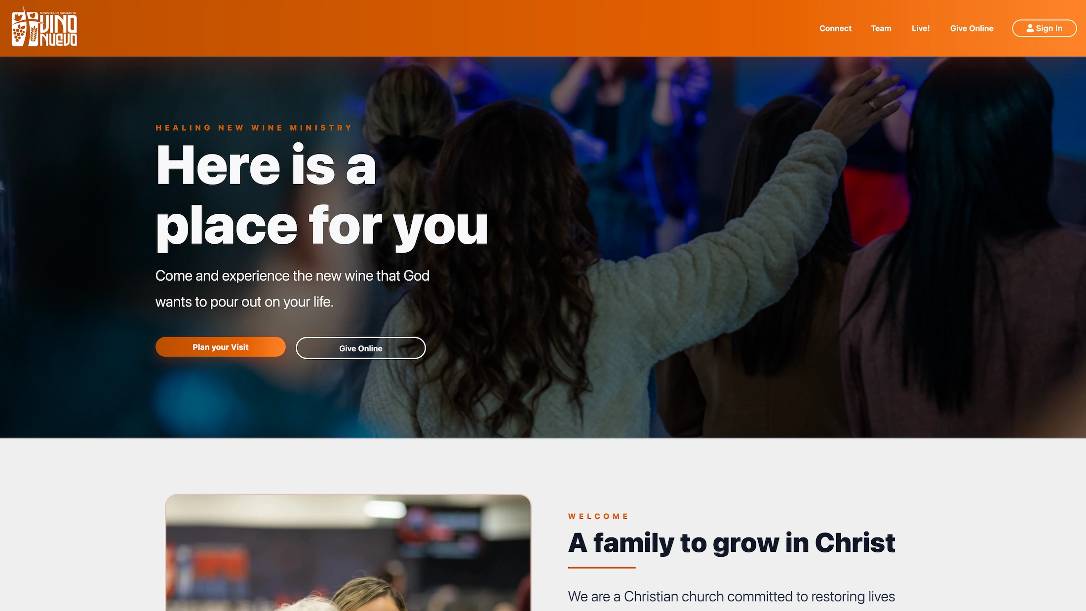 A Church Connect church website shown beside the same church's mobile app